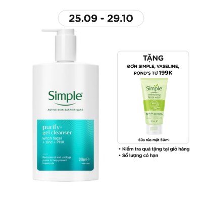 SIMPLE Gel Rửa Mặt Simple Purify+ Gel Cleanser 240ml