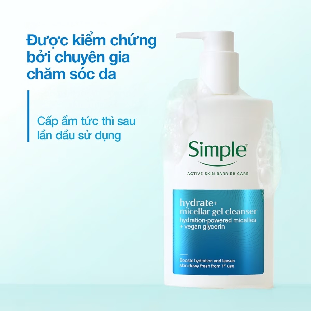 Sữa Rửa Mặt Simple Hydrate+ Micellar Cleanser 240ml