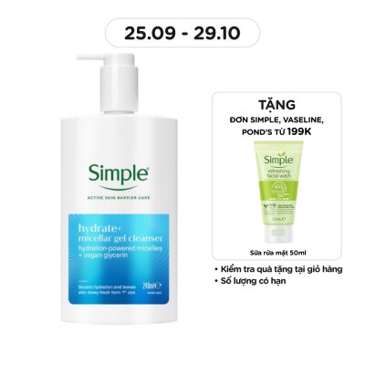 SIMPLE Sữa Rửa Mặt Simple Hydrate+ Micellar Cleanser 240ml