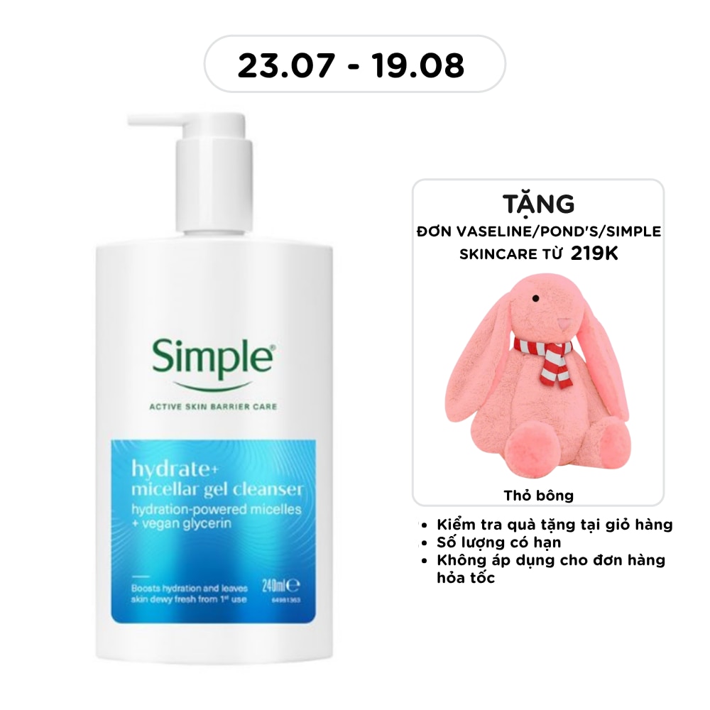 Sữa Rửa Mặt Simple Hydrate+ Micellar Cleanser 240ml image