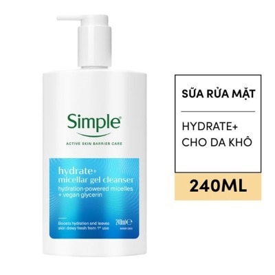 SIMPLE Sữa Rửa Mặt Simple Hydrate+ Micellar Cleanser 240ml