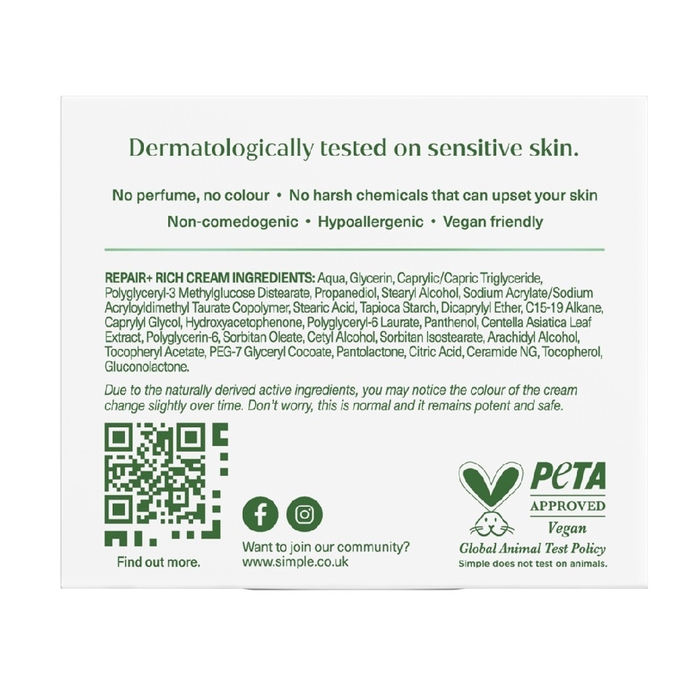 Kem Dưỡng Simple Repair+ Rich Cream 50ml