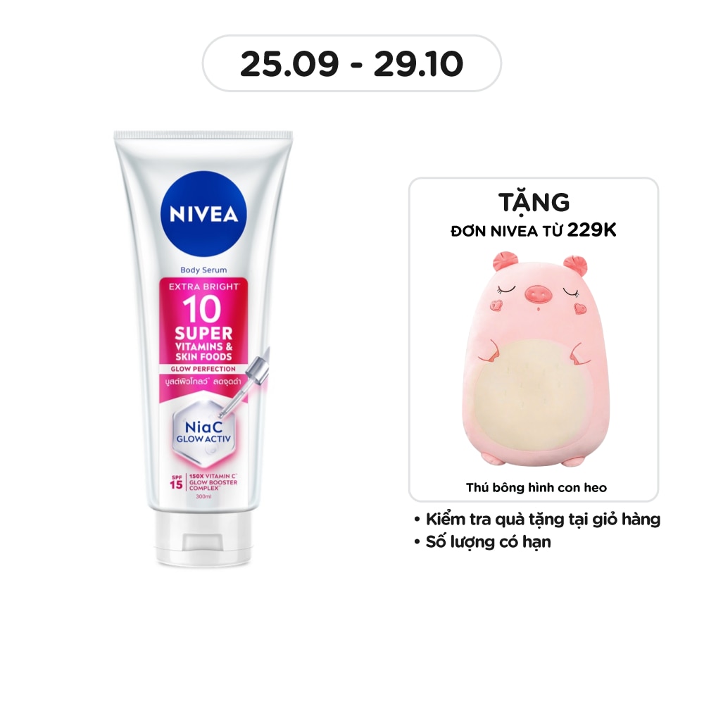 Tinh Chất Dưỡng Thể Nivea Body Serum Extra Bright 10 Super Vitamins&Skin Foods Glow Perfection 300ml