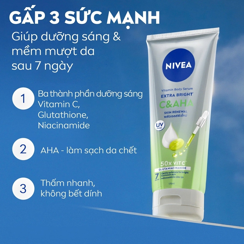 Tinh Chất Dưỡng Thể Nivea Vitamin Body Serum Extra Bright C & AHA 300ml