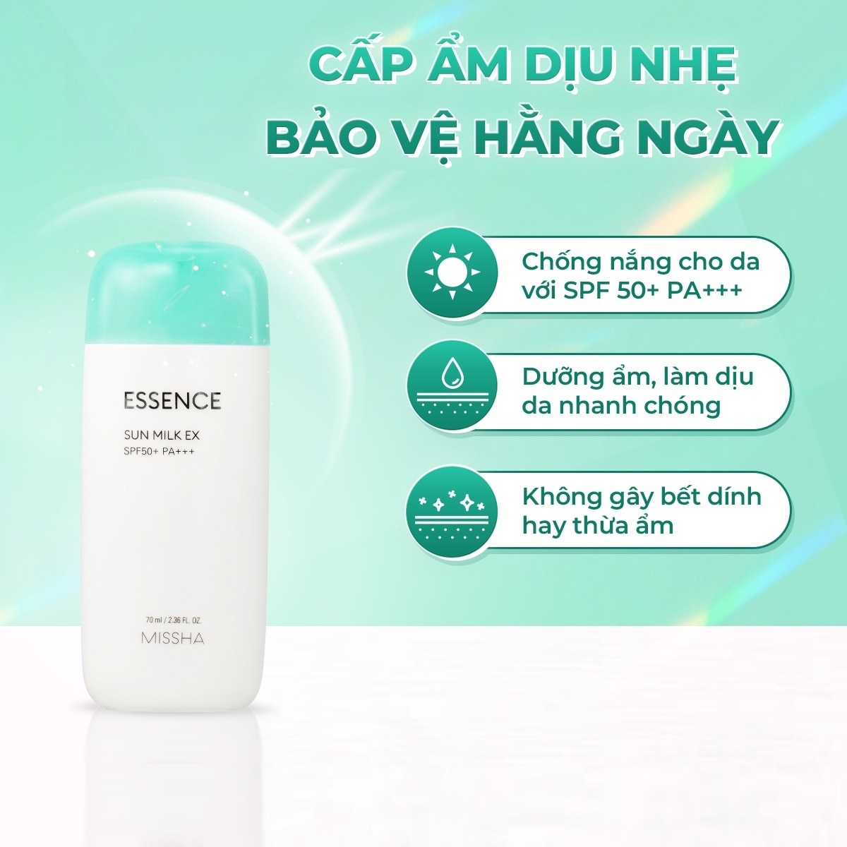Kem Chống Nắng Missha Essence Sun Milk EX SPF50+ PA+++ 70ml