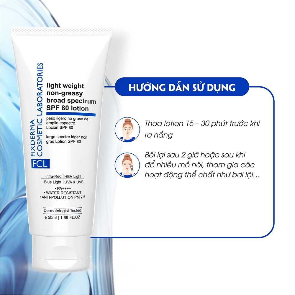Light Weight Non-Greasy Broad Spectrum SPF80 PA++++ Lotion 50ml