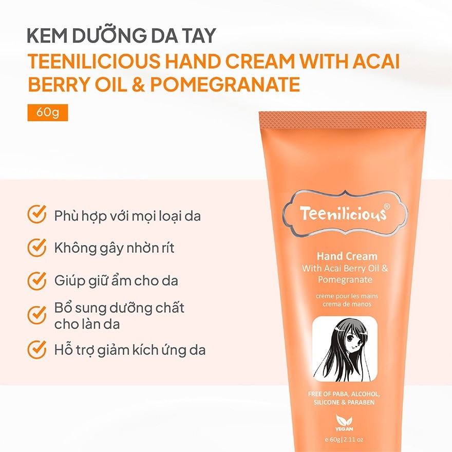 Kem Dưỡng Tay Teenilicious Acai & Lựu Acai Berry Oil & Pomegranate 60g