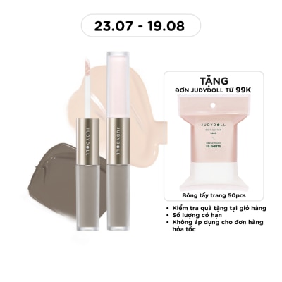JUDYDOLL - Kem Tạo Khối & Bắt Sáng 2 Đầu Judydoll Liquid Highlighter & Contour Duo 4.8g .#01 Tông Lạnh image