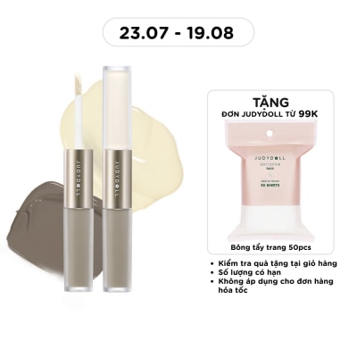 JUDYDOLL - Kem Tạo Khối & Bắt Sáng 2 Đầu Judydoll Liquid Highlighter & Contour Duo 4.8g .#02 Tông Ấm image