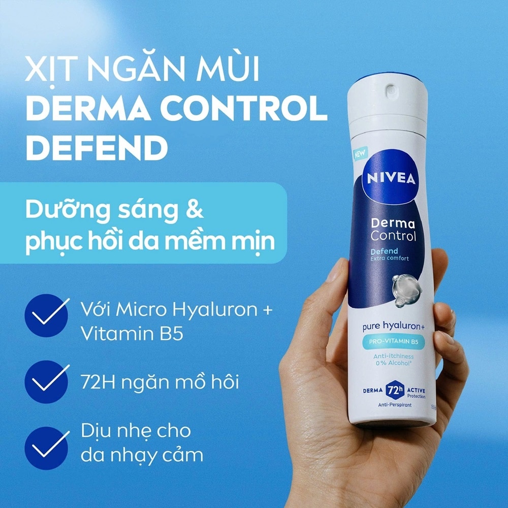 Xịt Ngăn Mùi Nivea Derma Defend Dưỡng Sáng Và Phục Hồi 150ml