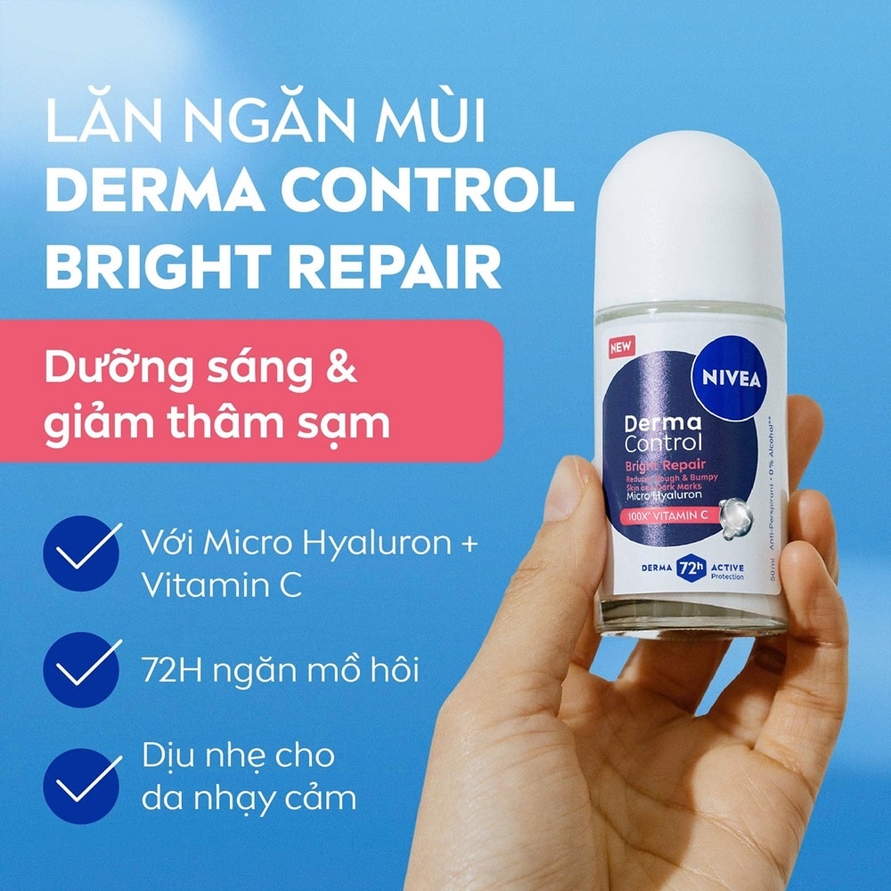 Lăn Ngăn Mùi Nivea Derma Control Bright Repair Roll On Dưỡng Sáng Đều Màu 50ml