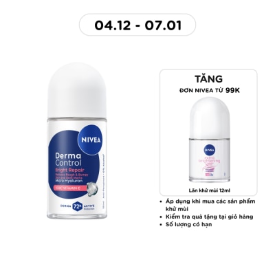 NIVEA Lăn Ngăn Mùi Nivea Derma Control Bright Repair Roll On Dưỡng Sáng Đều Màu 50ml