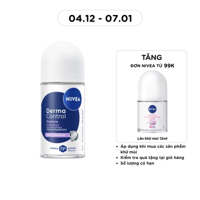 NIVEA Lăn Ngăn Mùi Nivea Derma Control Restore Roll On Dưỡng Sáng Mềm Mịn 50ml
