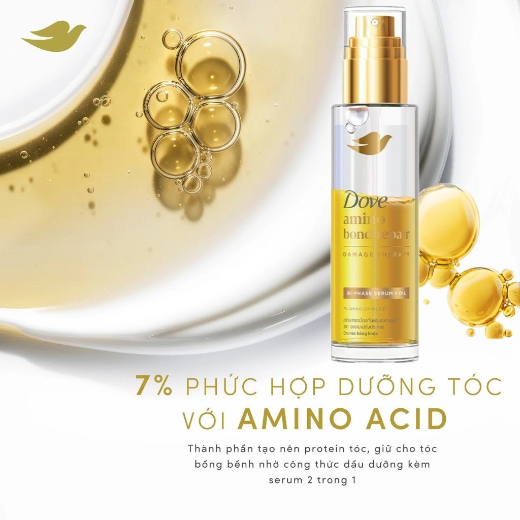Serum Dưỡng Tóc Dove Amino Bond Repair Bi-Phase Oil + Serum Phục Hồi Hư Tổn 77ml