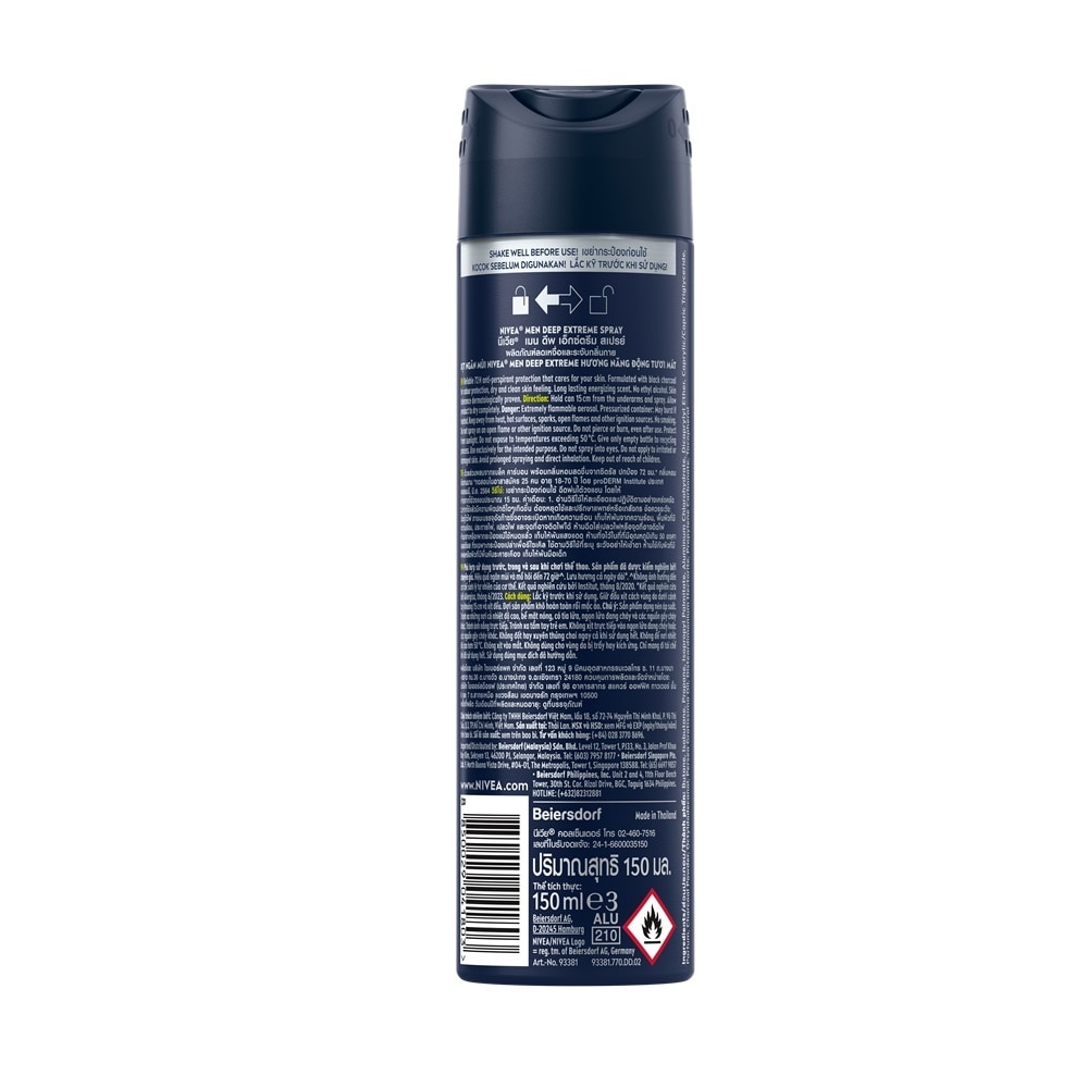 Xịt Khử Mùi Nam Nivea Men Deep Extreme Hương Năng Động Tươi Mát 150ml