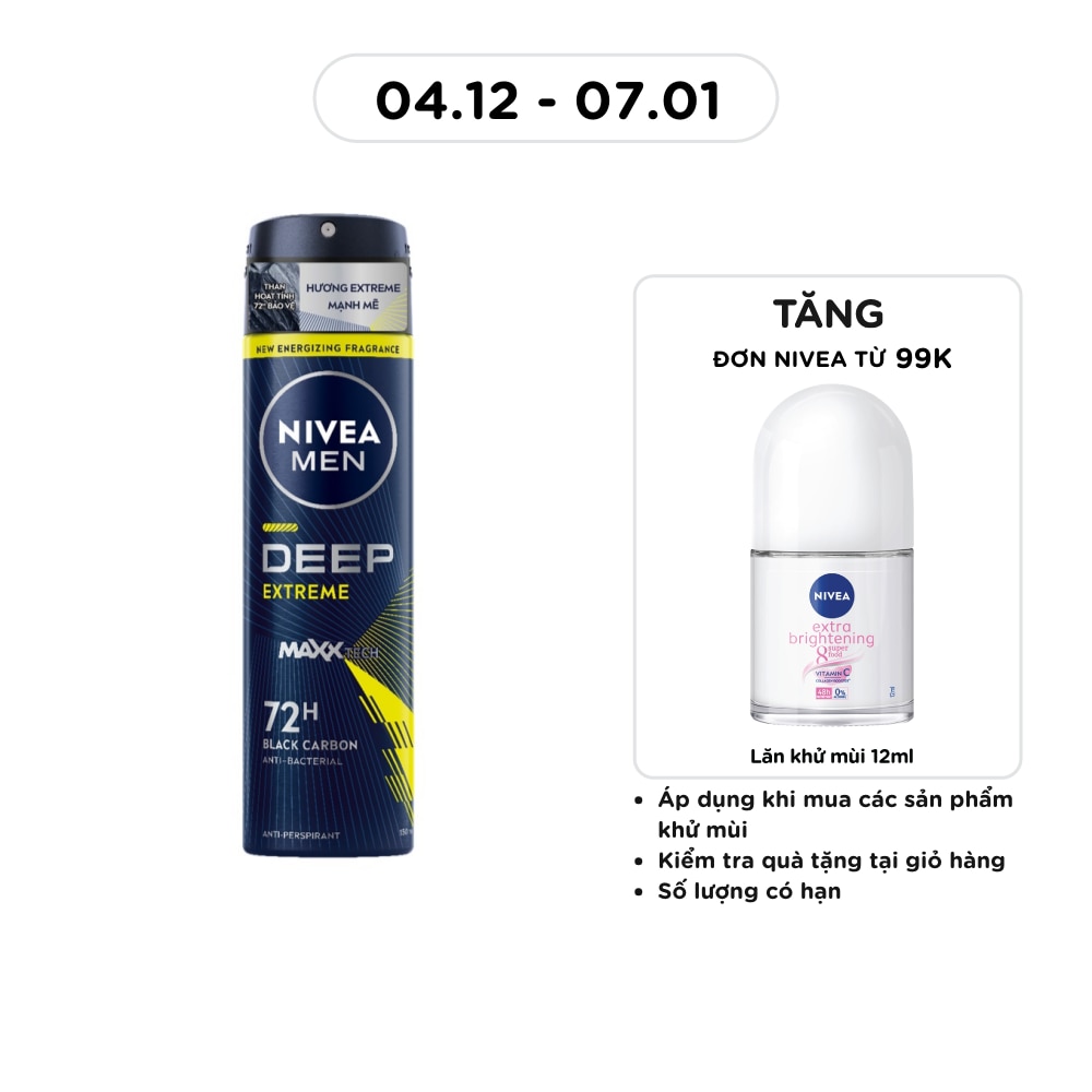 Xịt Khử Mùi Nam Nivea Men Deep Extreme Hương Năng Động Tươi Mát 150ml