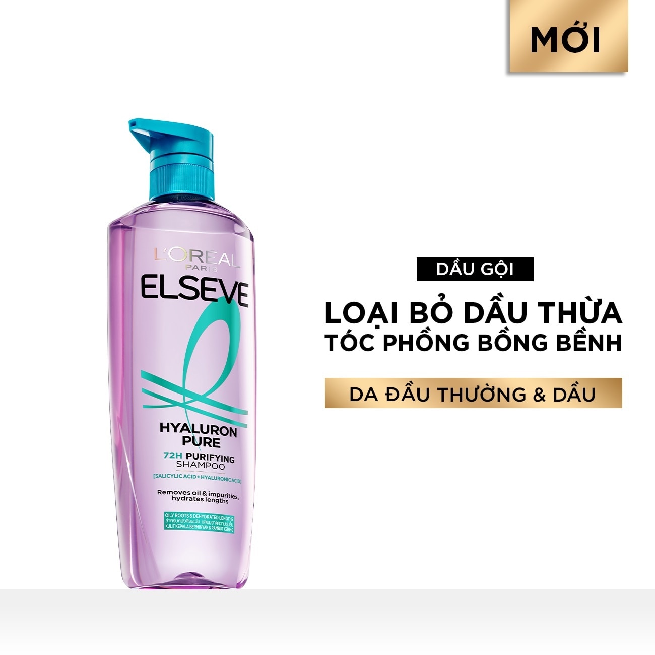 Dầu Gội L'oreal Elseve Hyaluron Pure 72H Purifying Shampoo 620ml