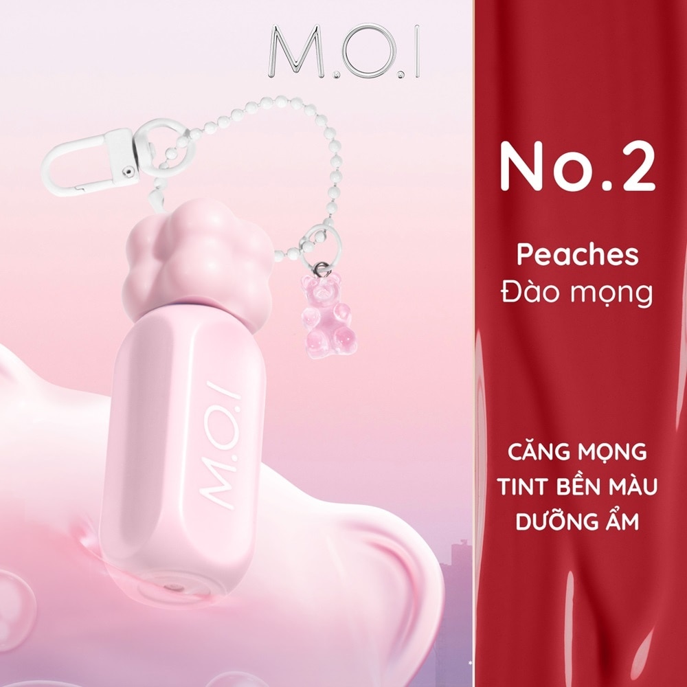 Son Kem Bóng M.O.I - Gummy Lip Tint 3g .#02 Peaches - Đào Mọng