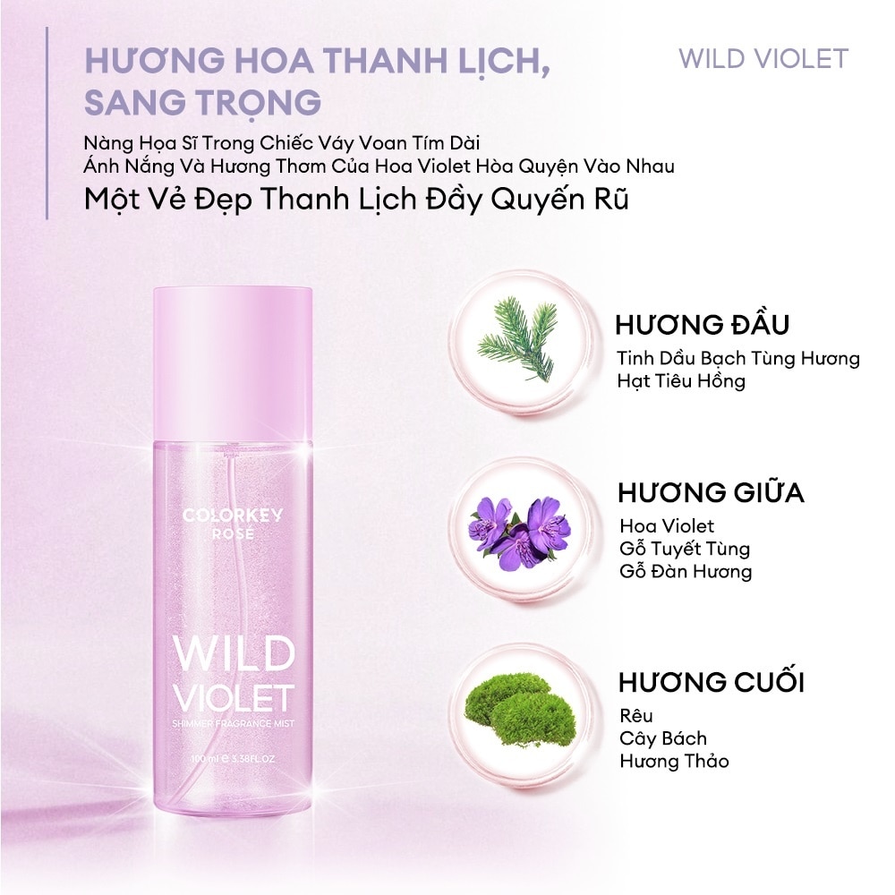 Nước Hoa Xịt Toàn Thân Colorkey Rosé Wild Violet 100ml image