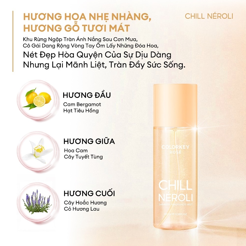 Nước Hoa Xịt Toàn Thân Colorkey Rosé Chill Nérol 100ml image