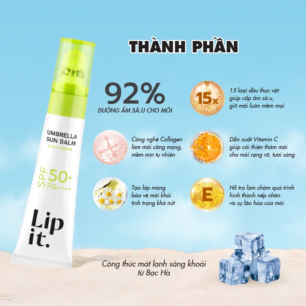 Son Dưỡng Chống Nắng Lip It Umbrella Sun Balm SPF50+ PA++++ 8g .#01 Icy Grape
