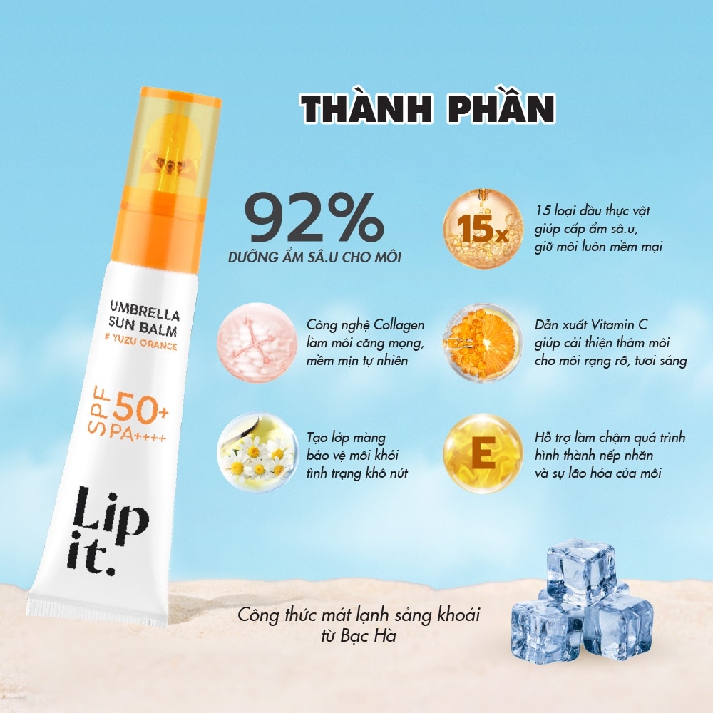 Lip It Umbrella Sun Balm SPF50+ PA++++ 8g .#02 Yuzu Orange