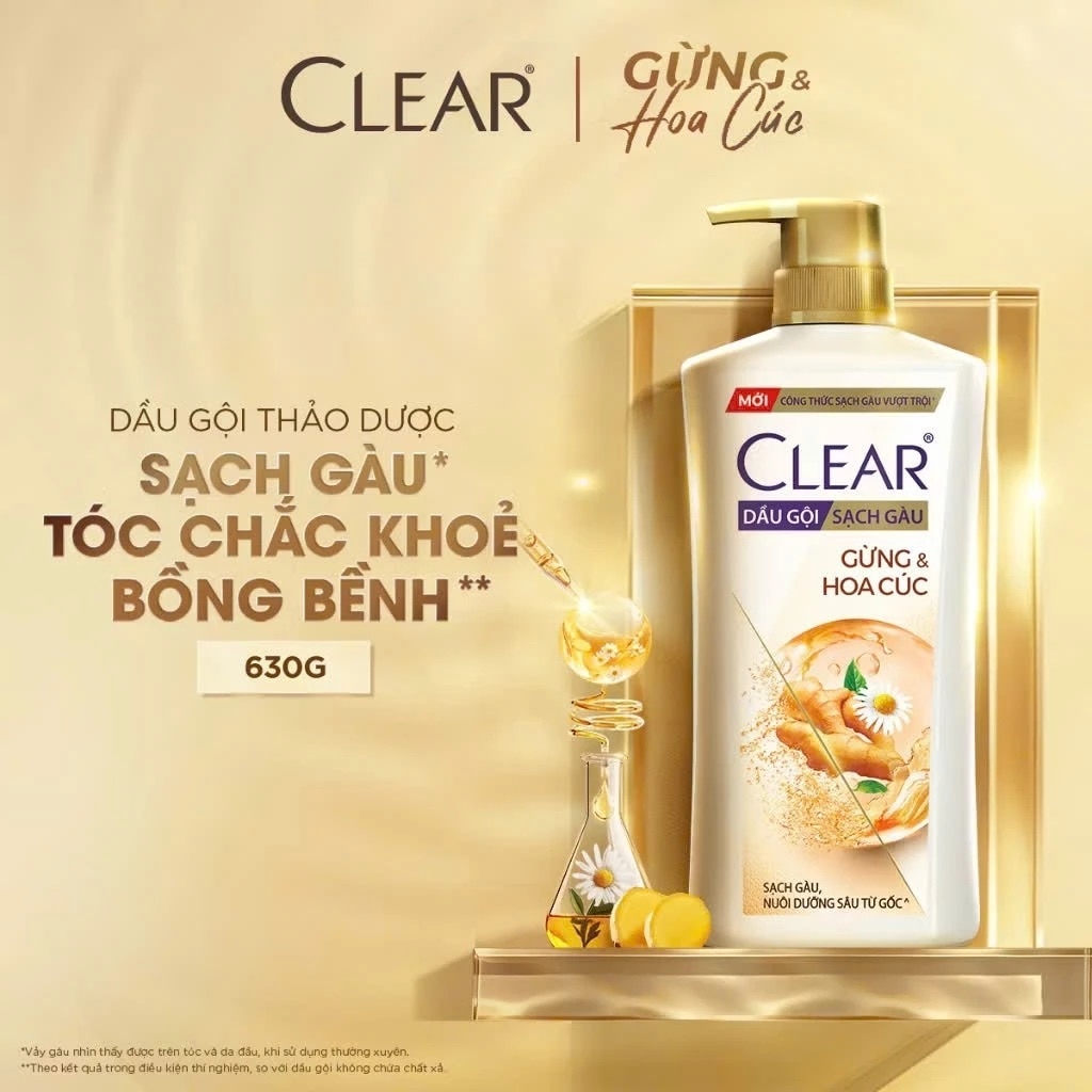 Dầu Gội Sạch Gàu Clear Gừng Và Hoa Cúc 630g
