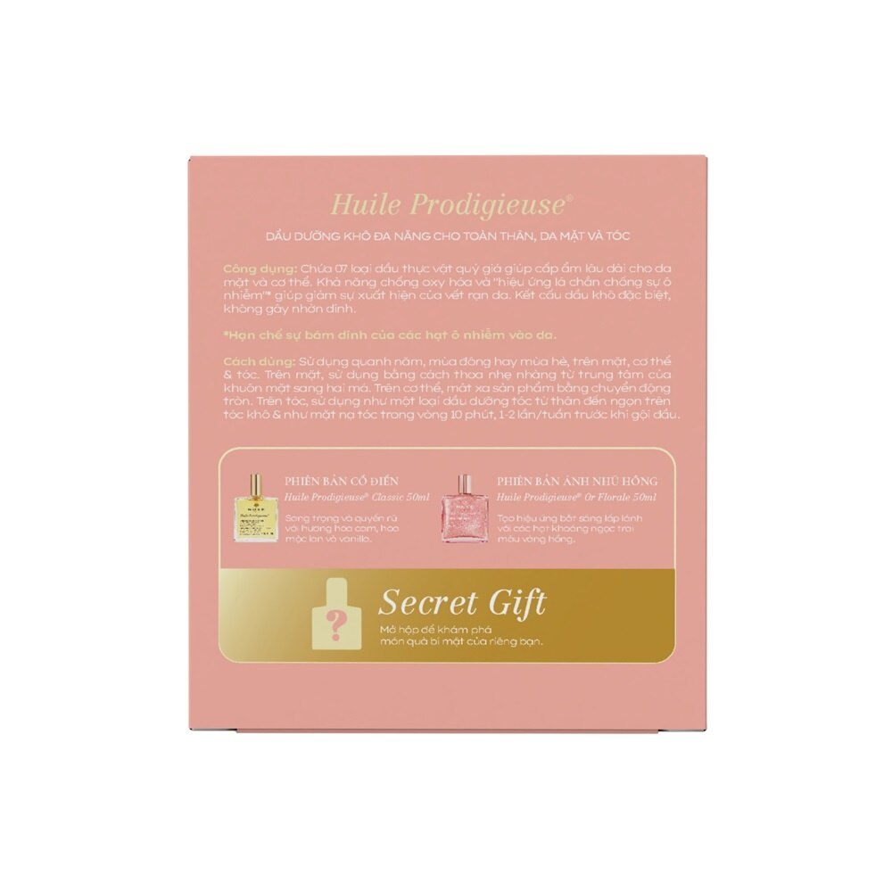 Combo Nuxe(Dầu Có Nhũ 50ml+Dầu Dưỡng 50ml+Dầu Dưỡng Secret 10ml+Cọ)