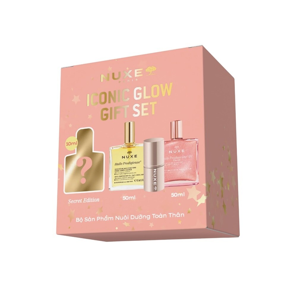 Combo Nuxe(Dầu Có Nhũ 50ml+Dầu Dưỡng 50ml+Dầu Dưỡng Secret 10ml+Cọ)
