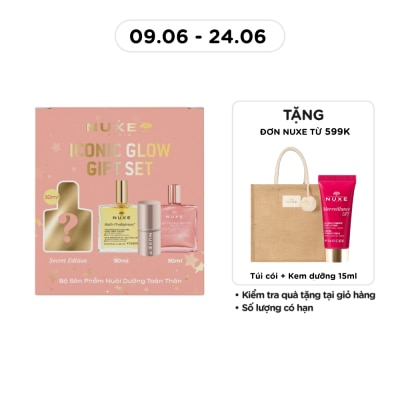 NUXE - Combo Nuxe(Dầu Có Nhũ 50ml+Dầu Dưỡng 50ml+Dầu Dưỡng Secret 10ml+Cọ)