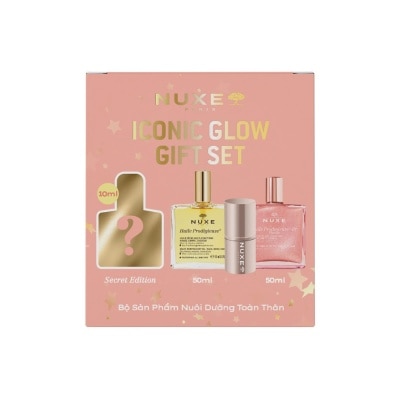 NUXE - Combo Nuxe(Dầu Có Nhũ 50ml+Dầu Dưỡng 50ml+Dầu Dưỡng Secret 10ml+Cọ)