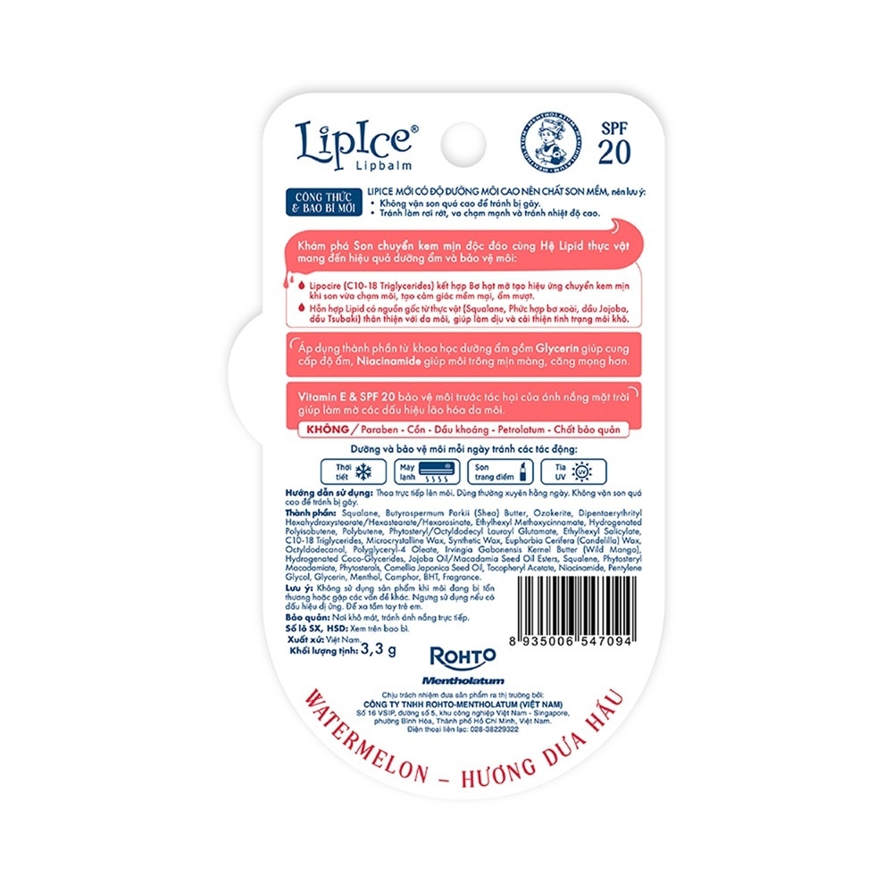 Son Dưỡng Môi LipIce Hương Dưa Hấu 3.3g