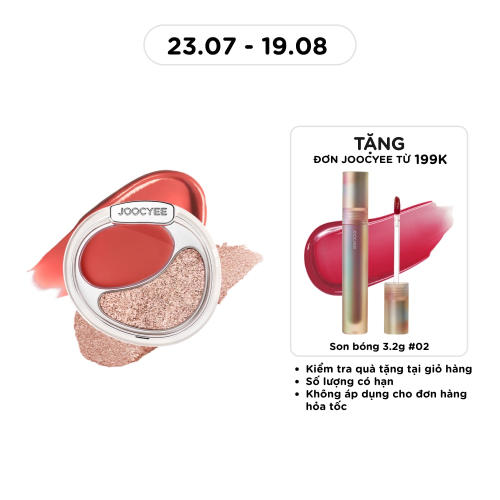 Kem Má Hồng & Bắt Sáng Joocyee Cream Blush And Highlighting Duo 7g .#D260 Fiery Peach
