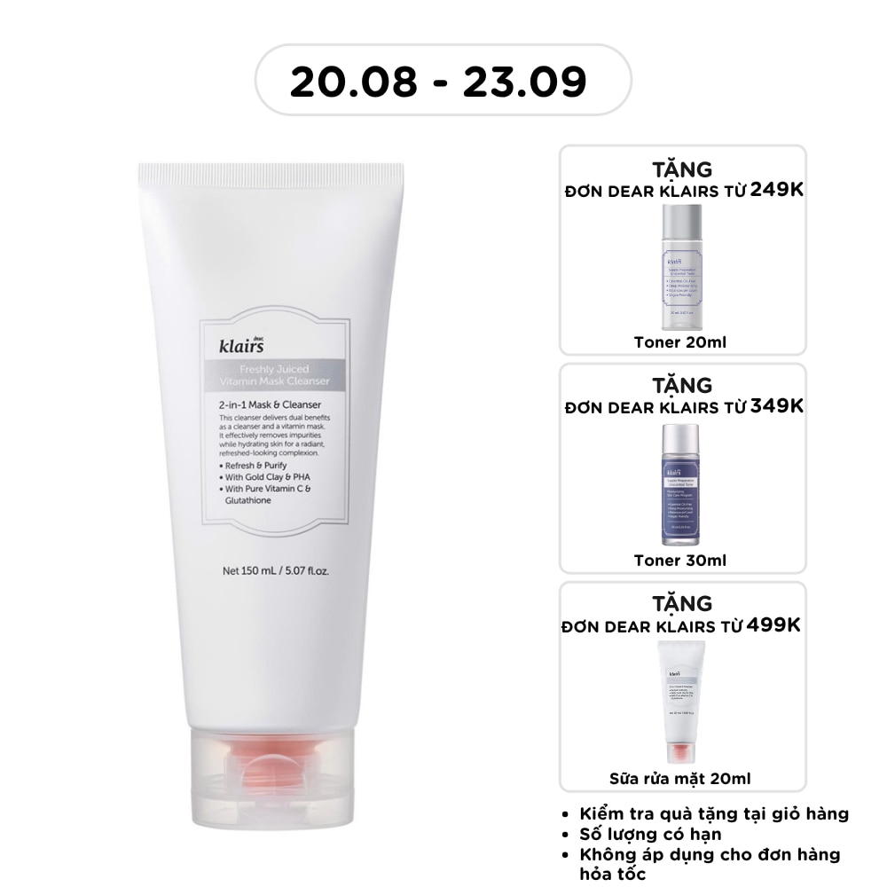 Sữa Rửa Mặt Dear, Klairs Freshly Juiced Vitamin Mask Cleanser 150ml image