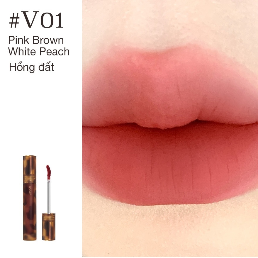 Joocyee Fluffy Matte Lipgloss 3.3g .#V01 Peach Bean Paste