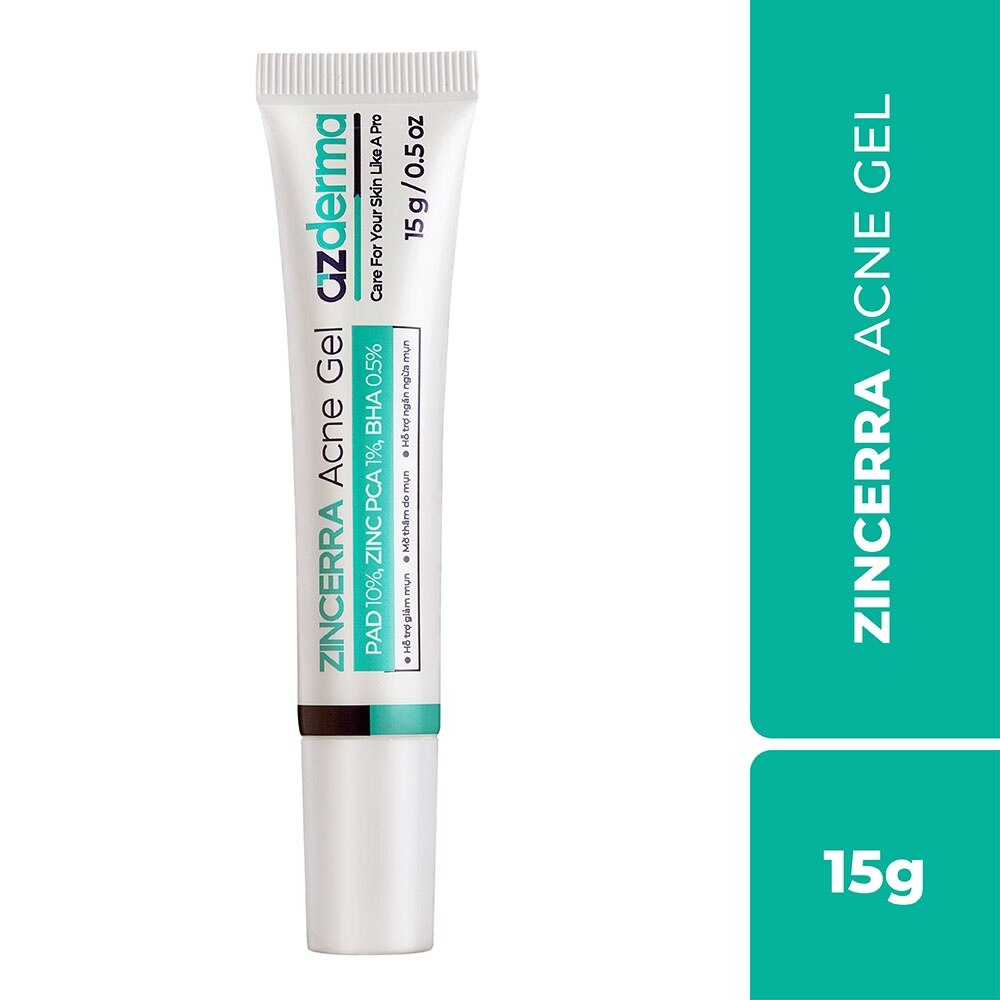 Gel Azderma Zincerra Acne Gel Hỗ Trợ Giảm Mụn Mờ Thâm 15g