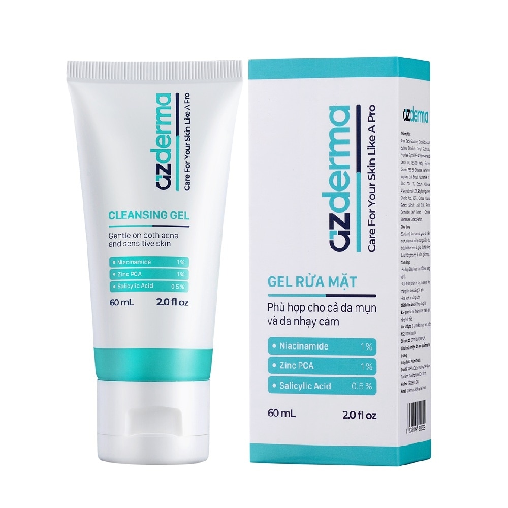 Sữa Rửa Mặt Azderma Cleansing Gel Dịu Nhẹ Cho Da Dầu Mụn 60ml