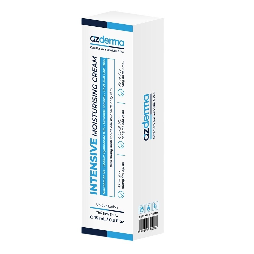 Kem Dưỡng Azderma Intensive Moisturising Cream Cấp Ẩm, Đều Màu Da 15ml