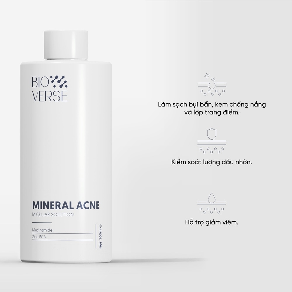 Nước Tẩy Trang Dành Cho Da Dầu Mụn Bioverse Mineral Acne Micellar Solution 300ml image