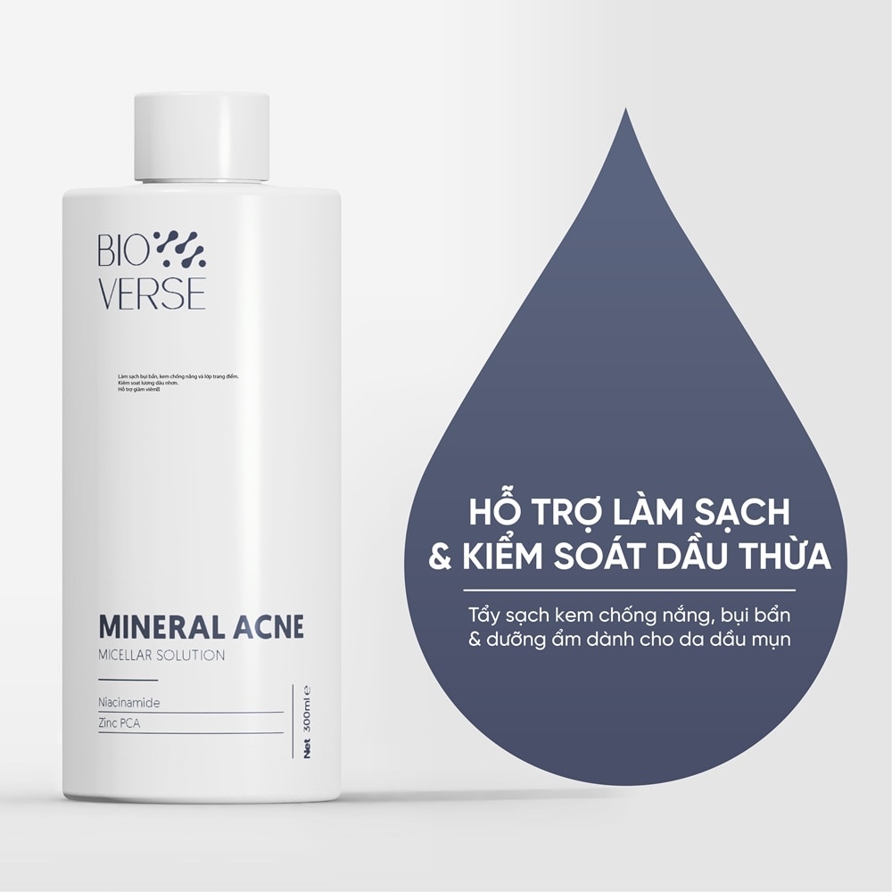 Nước Tẩy Trang Dành Cho Da Dầu Mụn Bioverse Mineral Acne Micellar Solution 300ml image