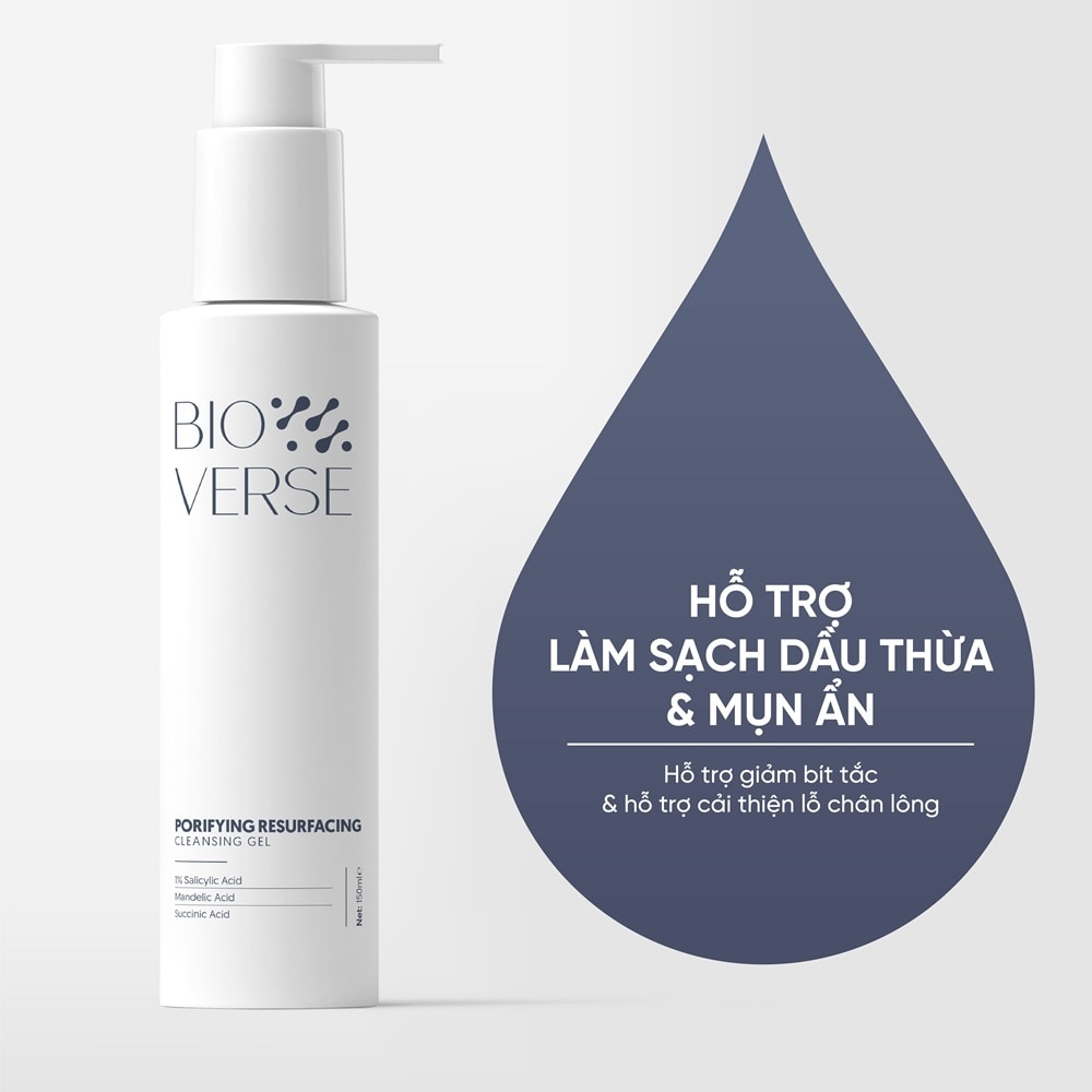 Sữa Rửa Mặt Làm Sạch Da Bioverse Porifying Resurfacing Cleansing Gel 150ml