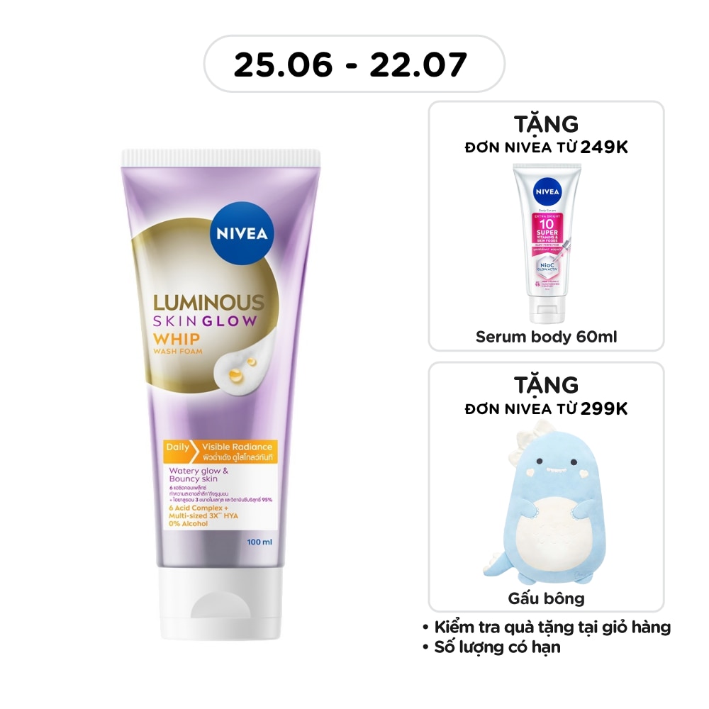 Sữa Rửa Mặt Nivea Luminous Skin Glow Whip Wash Foam 100ml