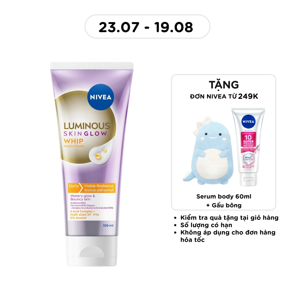 Sữa Rửa Mặt Nivea Luminous Skin Glow Whip Wash Foam 100ml image