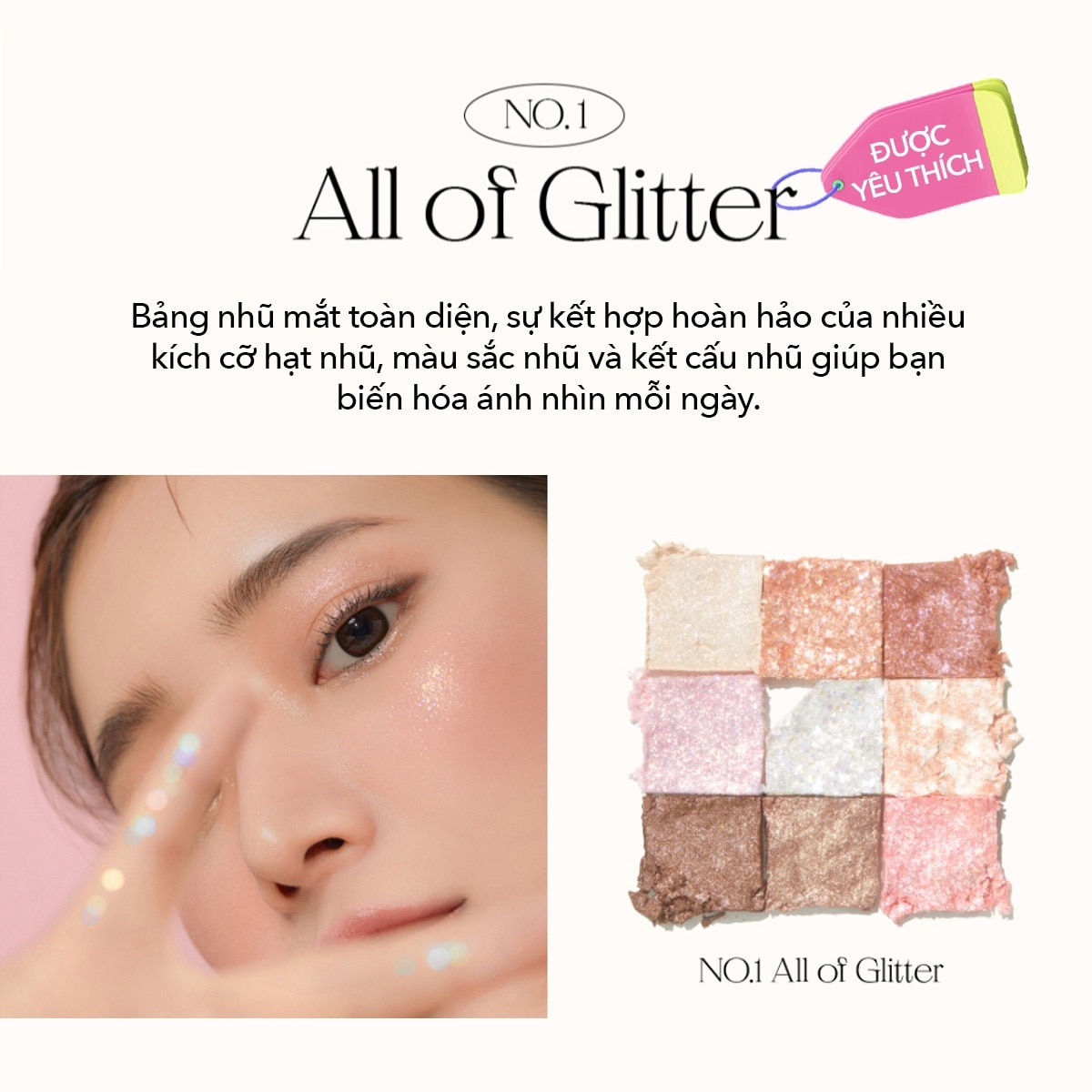 Bảng Phấn Mắt 9 Ô Unleashia Glitterpedia Eye Palette 6.2g .#No.1 All Of Glitter