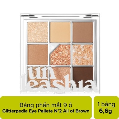 UNLEASHIA Bảng Phấn Mắt 9 Ô Unleashia Glitterpedia Eye Palette 6.2g .#No.2 All of Brown