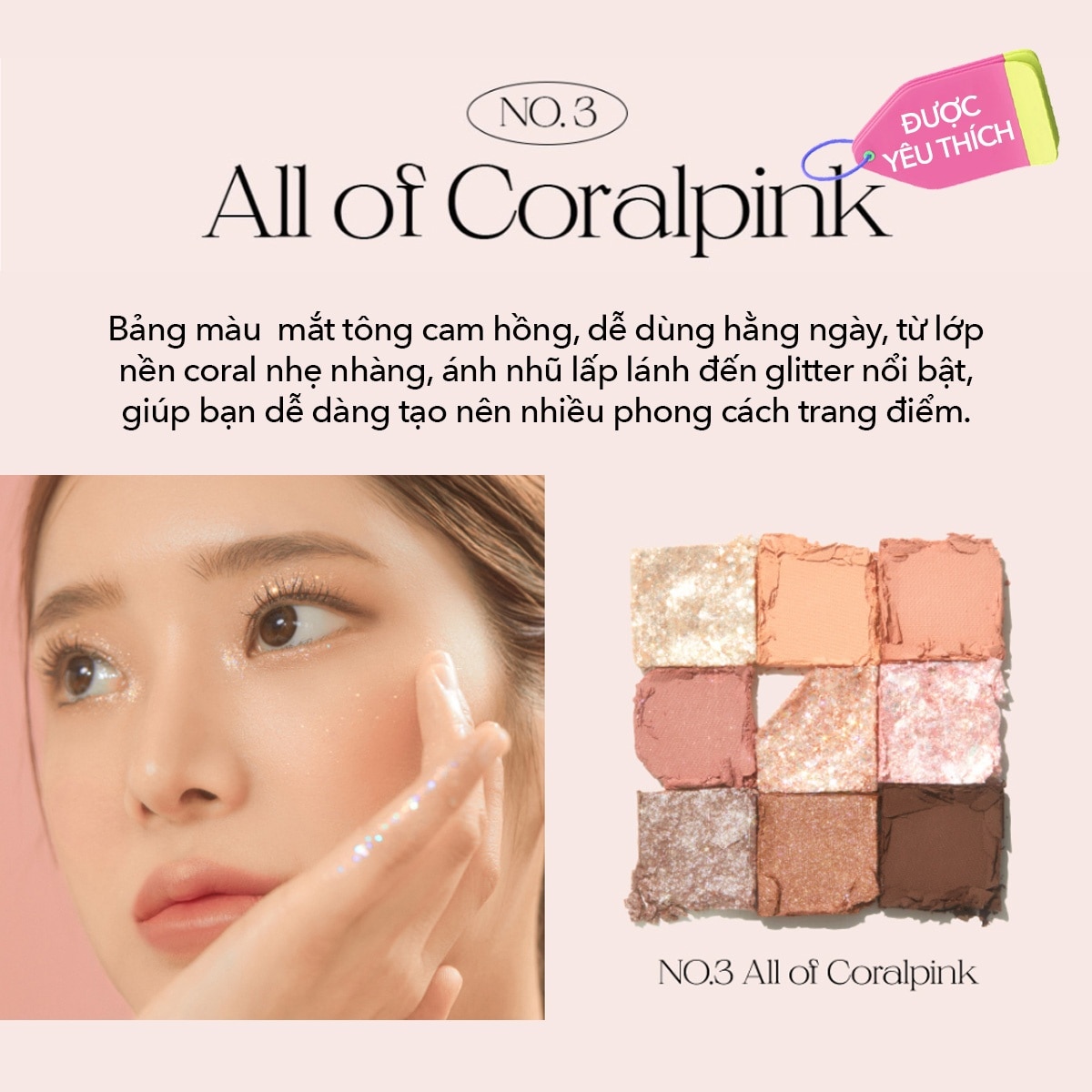 Bảng Phấn Mắt 9 Ô Unleashia Glitterpedia Eye Palette 6.2g .#No.3 All of Coralpink