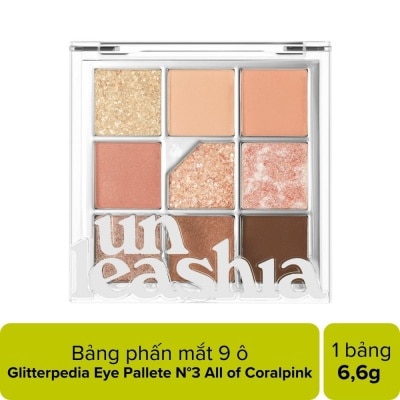 UNLEASHIA Bảng Phấn Mắt 9 Ô Unleashia Glitterpedia Eye Palette 6.2g .#No.3 All of Coralpink