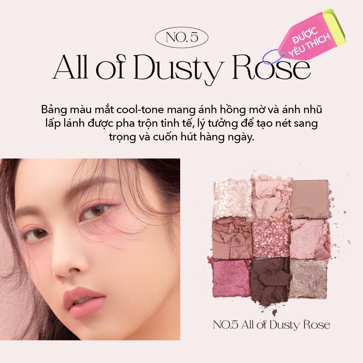 Bảng Phấn Mắt 9 Ô Unleashia Glitterpedia Eye Palette 6.2g .#No.5 All of Dusty Rose