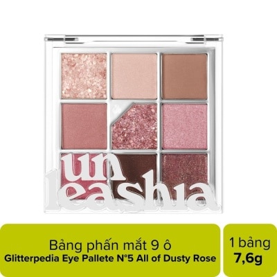 UNLEASHIA Bảng Phấn Mắt 9 Ô Unleashia Glitterpedia Eye Palette 6.2g .#No.5 All of Dusty Rose