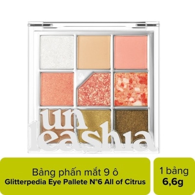 UNLEASHIA Bảng Phấn Mắt 9 Ô Unleashia Glitterpedia Eye Palette 6.2g .#No.6 All of Citrus